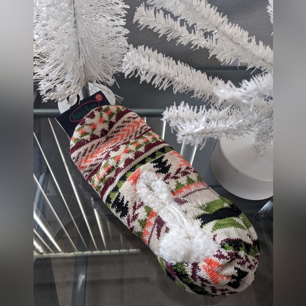Women's Knitted Winter Slipper Socks Non Slip Thermal Nordic Fair Isle Gift